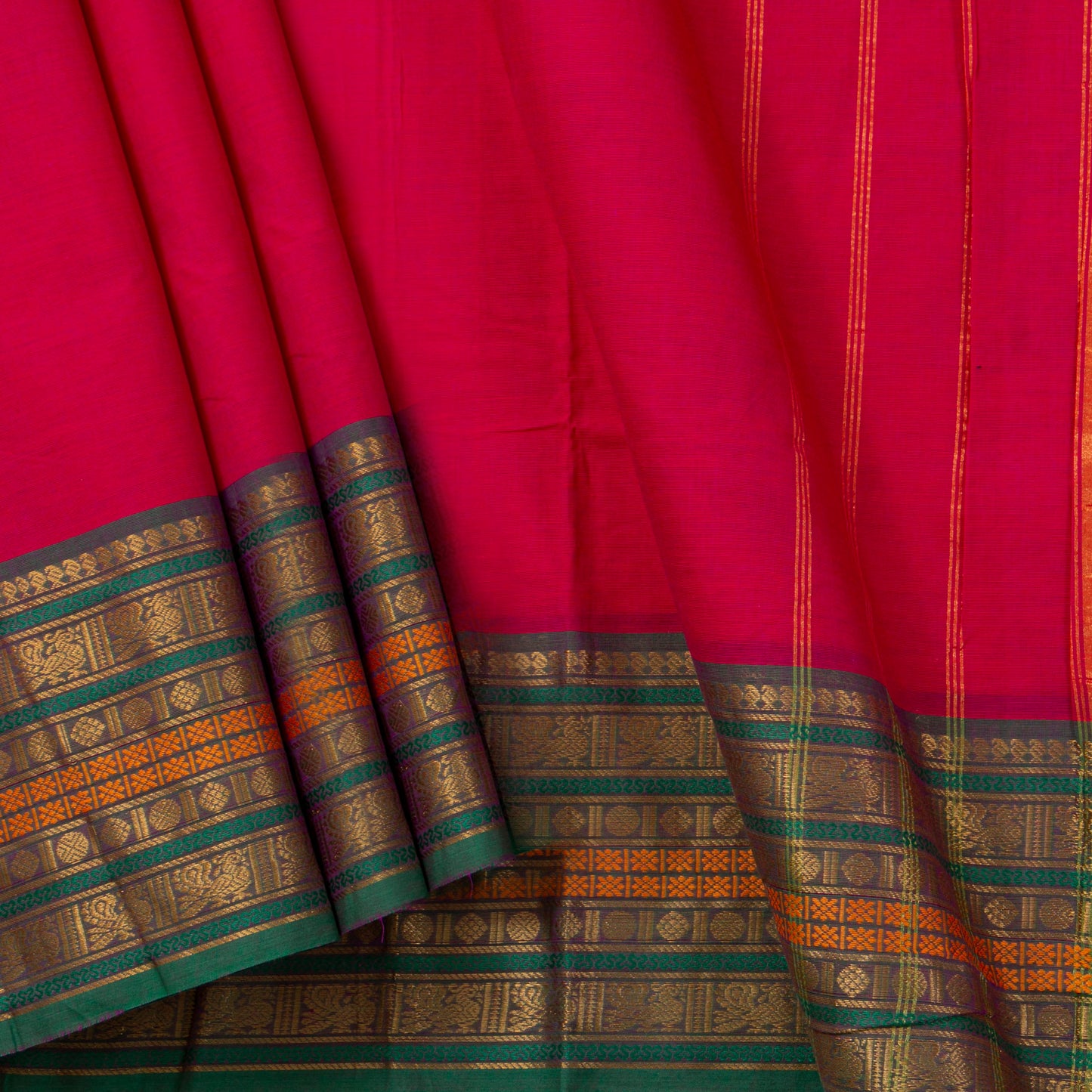 Pink Kanchi Cotton Saree PV MM KC 125 - Cotton Saree - Panjavarnam PV MM KC 125