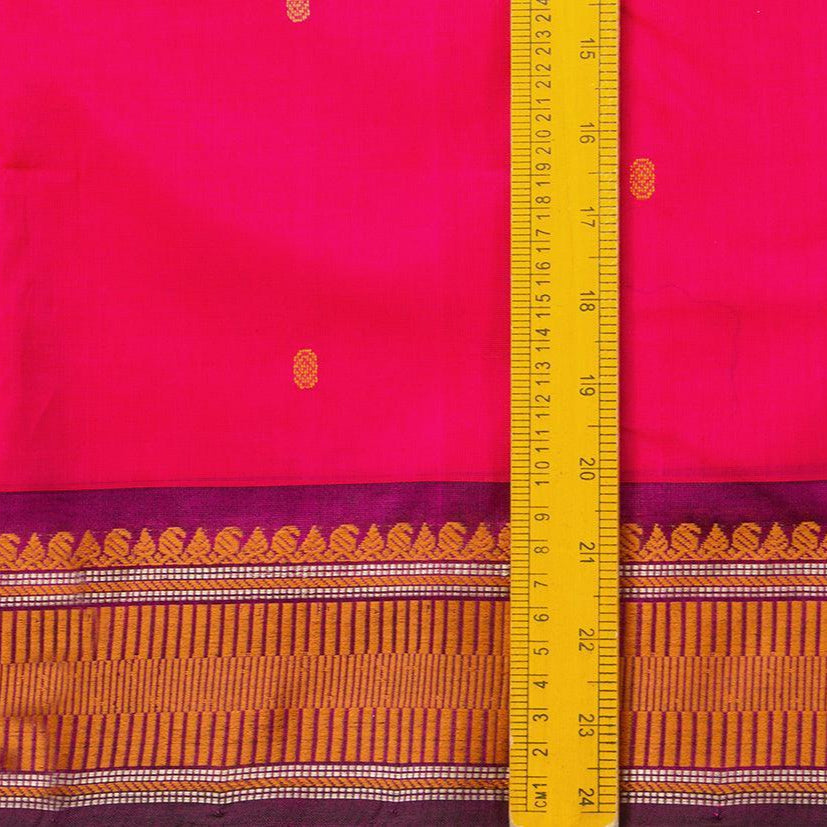 Pink Kanchi Silk Cotton Saree With Silk Thread Work Handwoven For Office Wear PV KSC 1195 - Cotton Saree - Panjavarnam PV KSC 1195