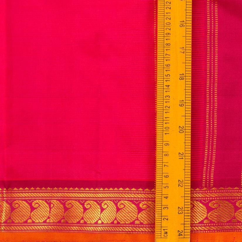 Pink Kanchipuram Silk Saree Handwoven Pure Silk Pure Zari With Small Border For Festive Wear PV J 3126 - Silk Sari - Panjavarnam PV J 3126
