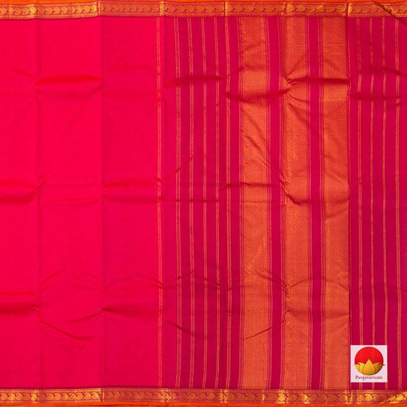 Pink Kanchipuram Silk Saree Handwoven Pure Silk Pure Zari With Small Border For Festive Wear PV J 3126 - Silk Sari - Panjavarnam PV J 3126