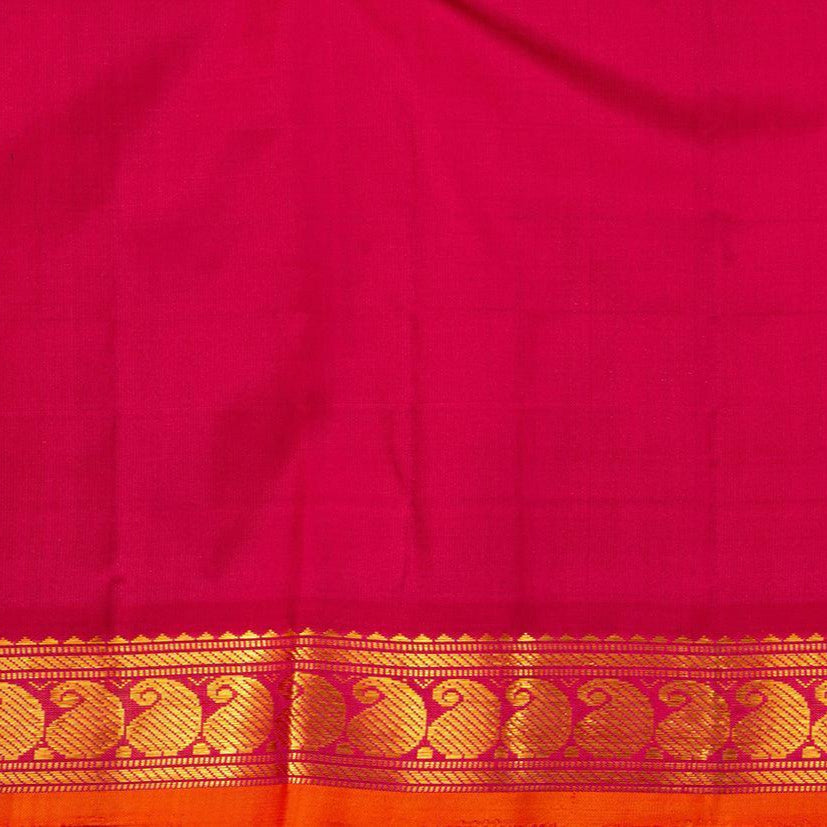 Pink Kanchipuram Silk Saree Handwoven Pure Silk Pure Zari With Small Border For Festive Wear PV J 3126 - Silk Sari - Panjavarnam PV J 3126