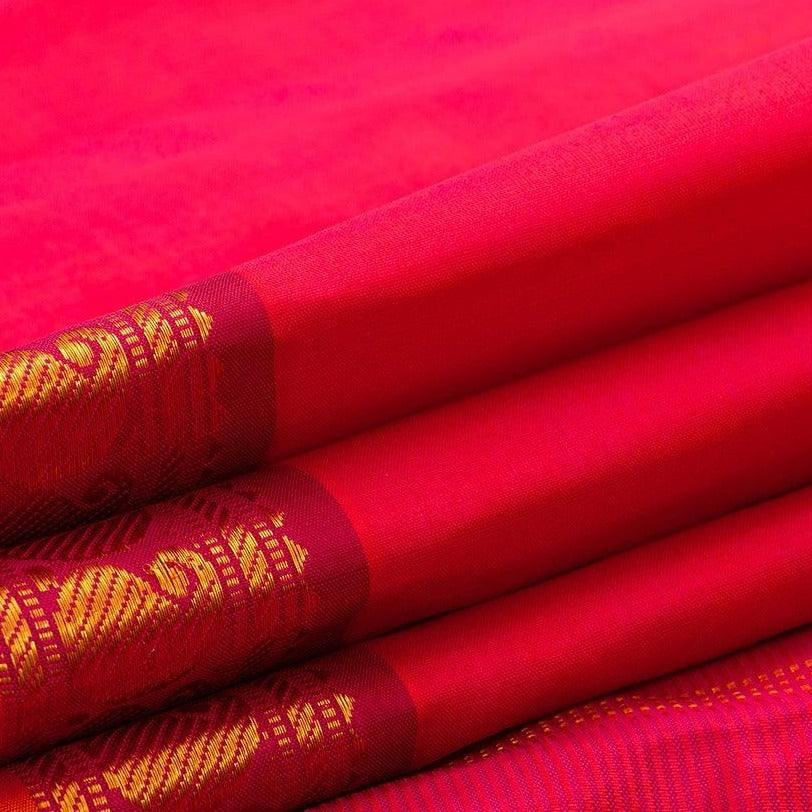 Pink Kanchipuram Silk Saree Handwoven Pure Silk Pure Zari With Small Border For Festive Wear PV J 3126 - Silk Sari - Panjavarnam PV J 3126