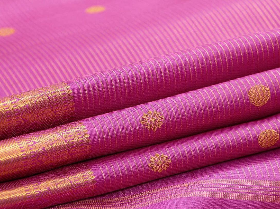 Pink Kanchipuram Vairaoosi Silk Saree With Medium Border Handwoven Pure Silk For Wedding Wear PV NYC 1070 - Silk Sari - Panjavarnam PV NYC 1070
