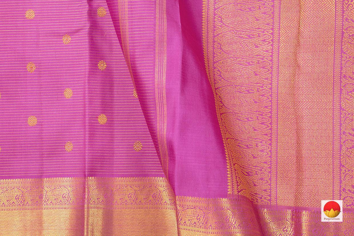 Pink Kanchipuram Vairaoosi Silk Saree With Medium Border Handwoven Pure Silk For Wedding Wear PV NYC 1070 - Silk Sari - Panjavarnam PV NYC 1070