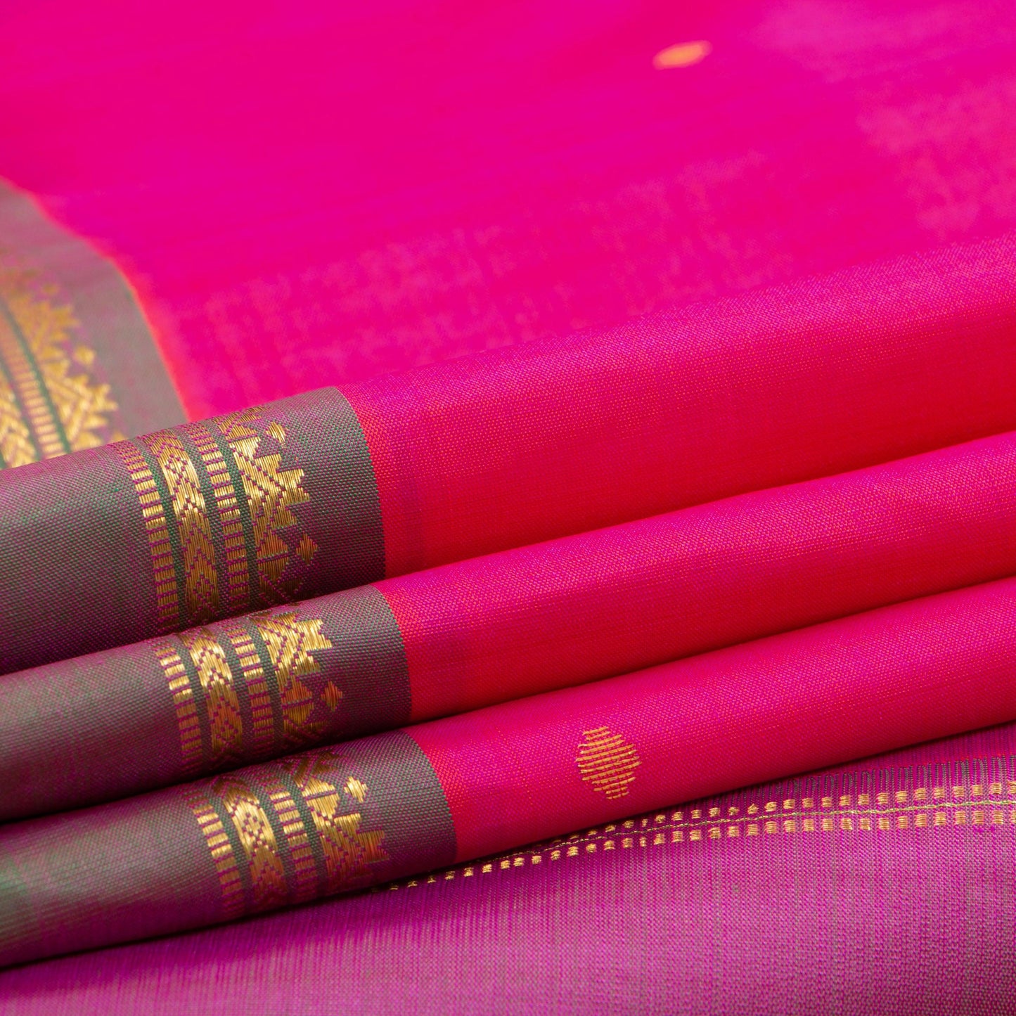 Pink Kanjivaram Silk Saree With Medium Border Handwoven Pure Silk For Festive Wear PV ABI 2230 - Silk Sari - Panjavarnam PV ABI 2230