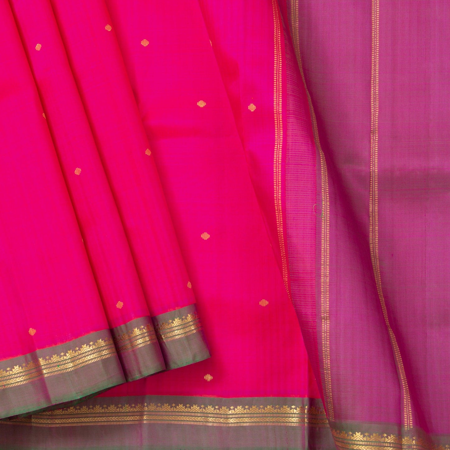 Pink Kanjivaram Silk Saree With Medium Border Handwoven Pure Silk For Festive Wear PV ABI 2230 - Silk Sari - Panjavarnam PV ABI 2230