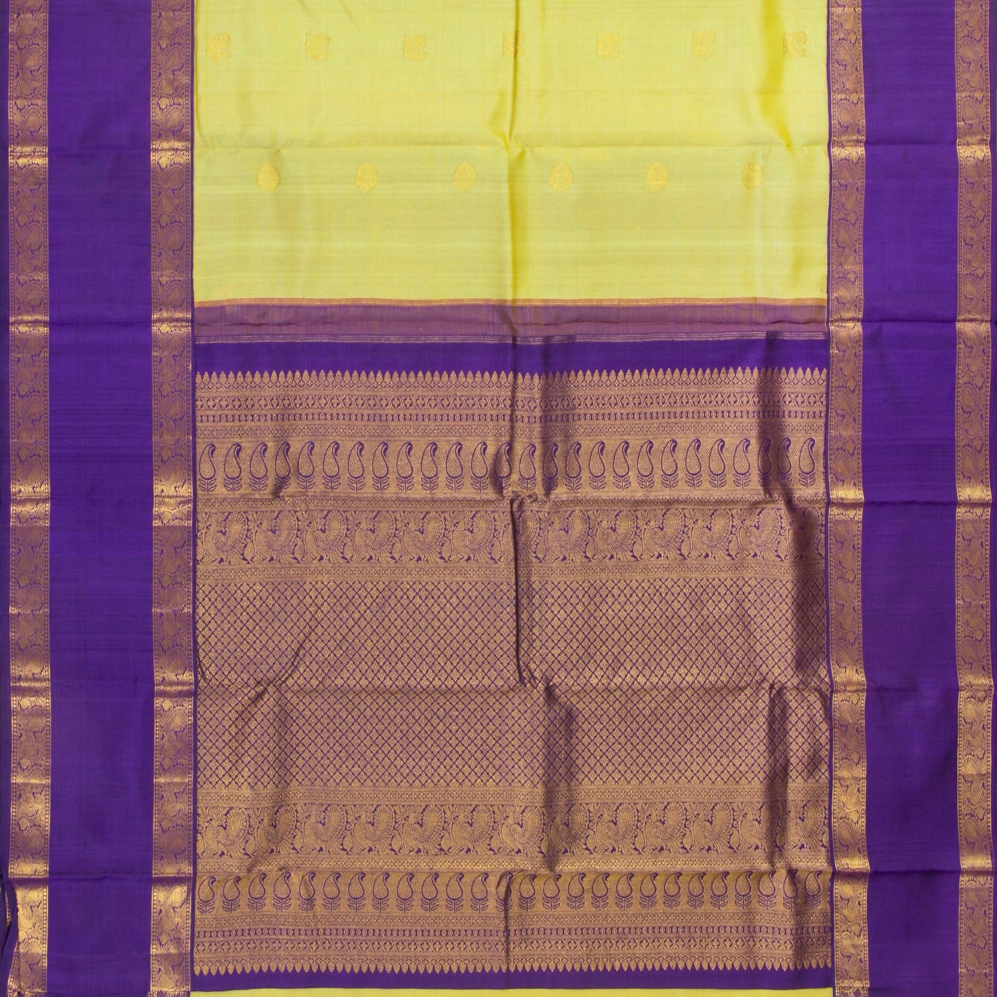 Pista Green And Violet Kanchipuram Silk Saree With Medium Border For Wedding Wear PV NYC 1263 - Silk Sari - Panjavarnam PV NYC 1263