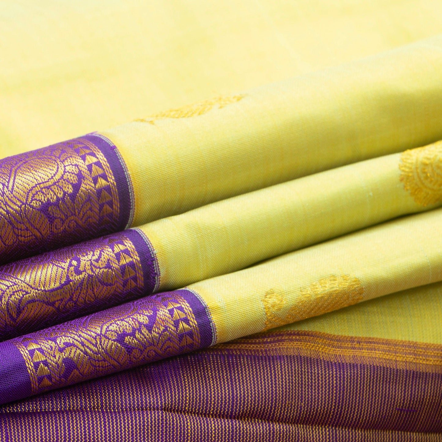 Pista Green And Violet Kanchipuram Silk Saree With Medium Border For Wedding Wear PV NYC 1263 - Silk Sari - Panjavarnam PV NYC 1263