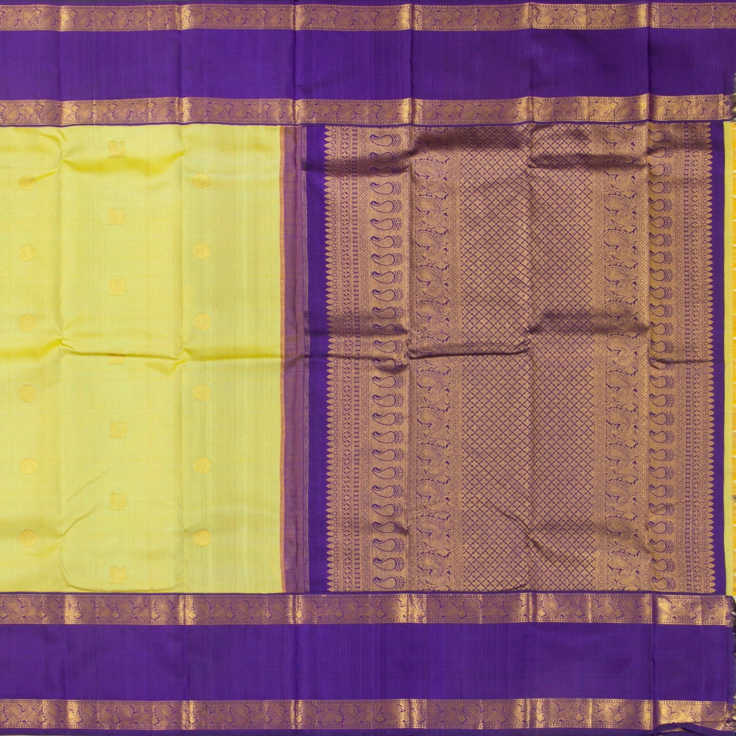 Pista Green And Violet Kanchipuram Silk Saree With Medium Border For Wedding Wear PV NYC 1263 - Silk Sari - Panjavarnam PV NYC 1263