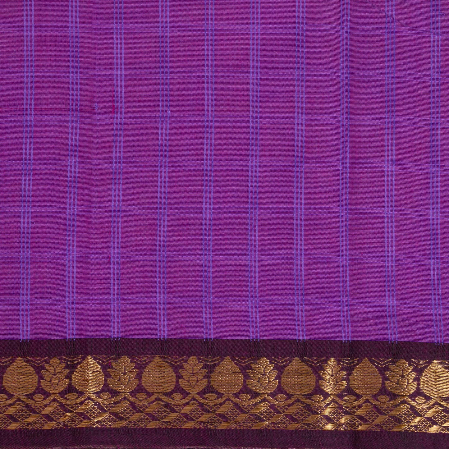 Purple And Brown Kanchi Cotton Saree PV MM KC 132 - Cotton Saree - Panjavarnam PV MM KC 132