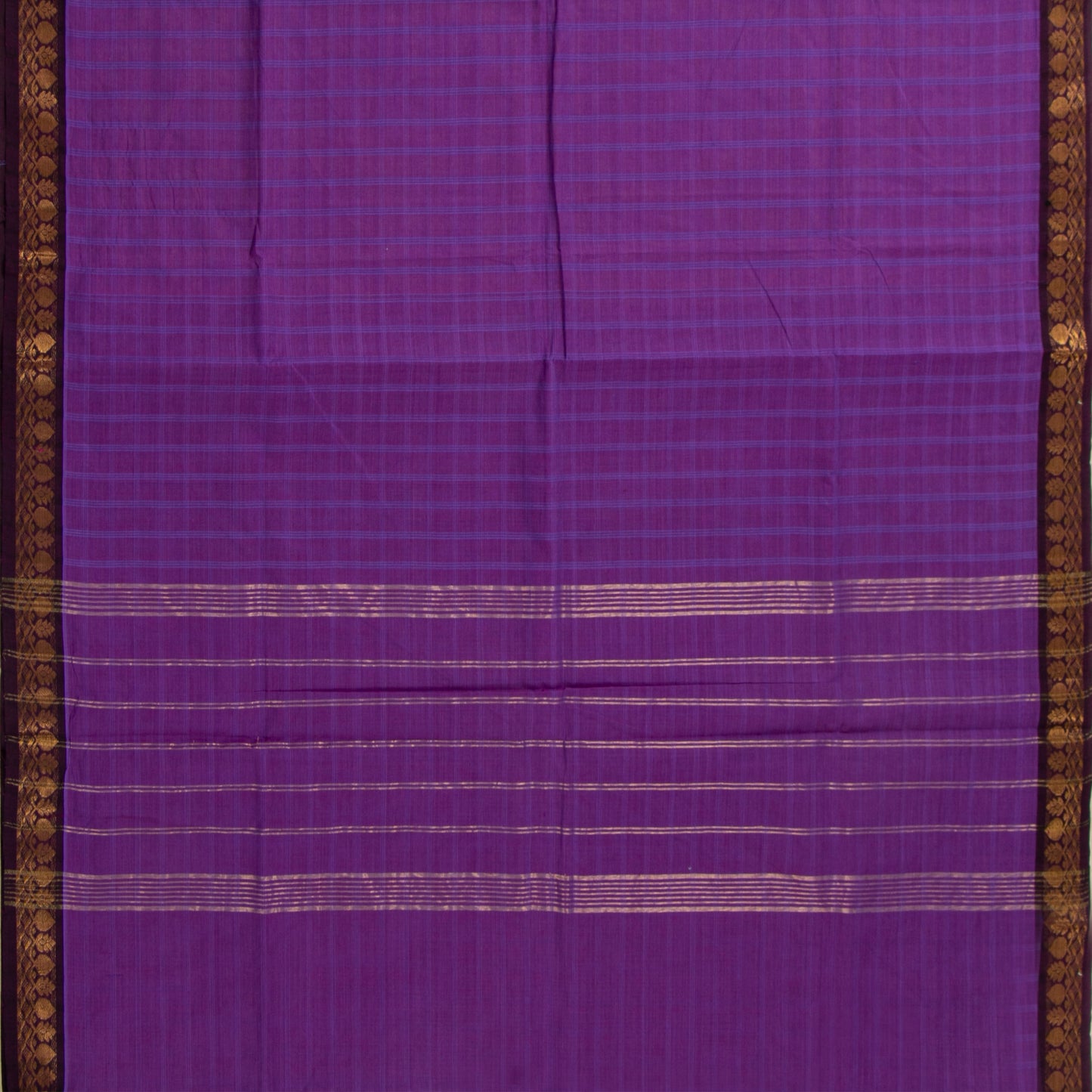 Purple And Brown Kanchi Cotton Saree PV MM KC 132 - Cotton Saree - Panjavarnam PV MM KC 132