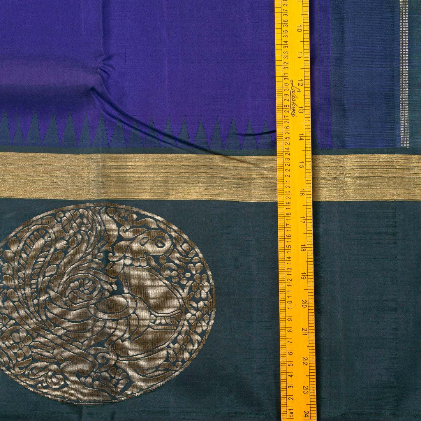 Purple And Green Kanchipuram Silk Saree With Temple Korvai Border For Wedding Wear PV NYC 1454 - Silk Sari - Panjavarnam PV NYC 1454