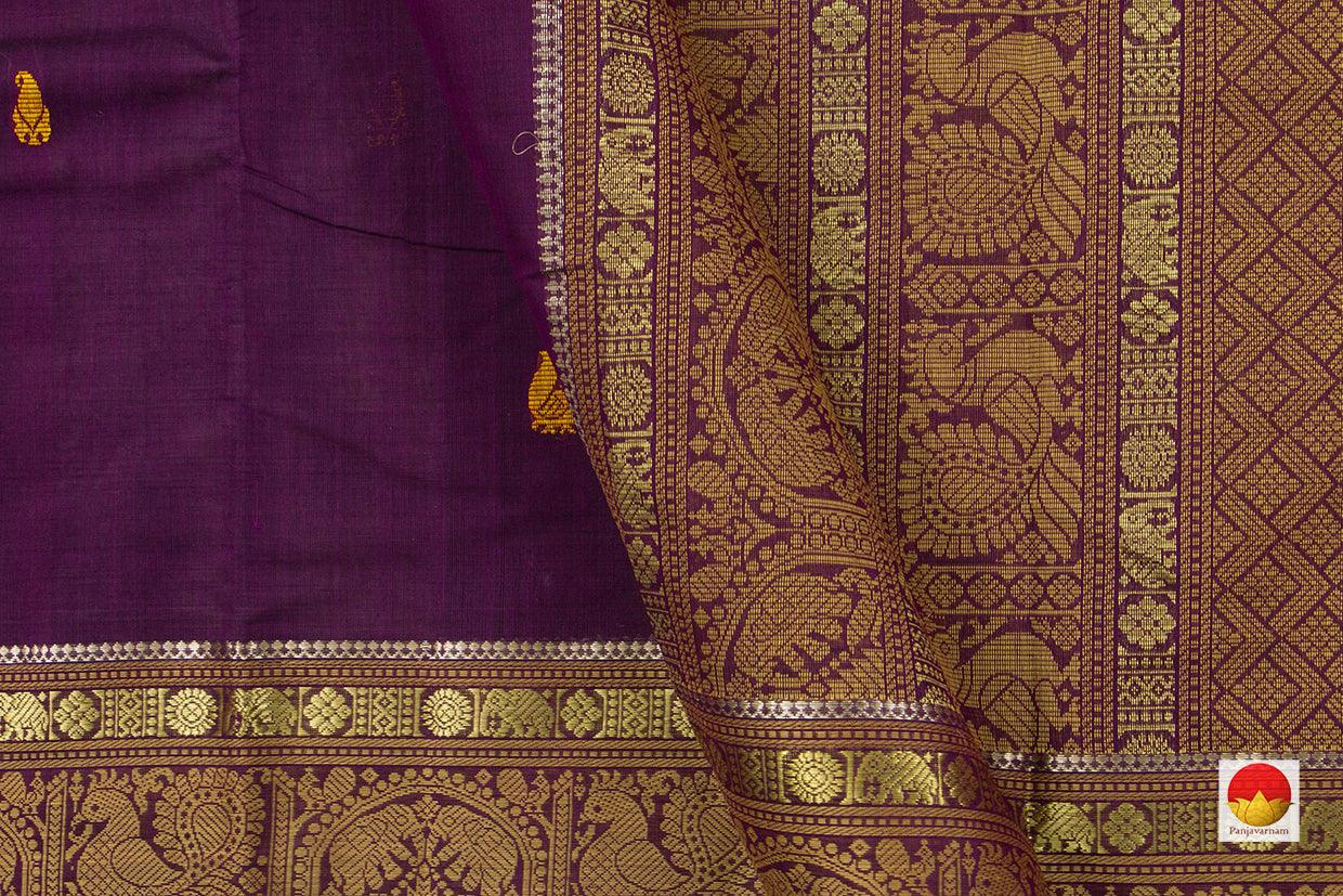 Purple And Mustard Kanchi Cotton Saree For Office Wear PV KC 405 - Cotton Saree - Panjavarnam