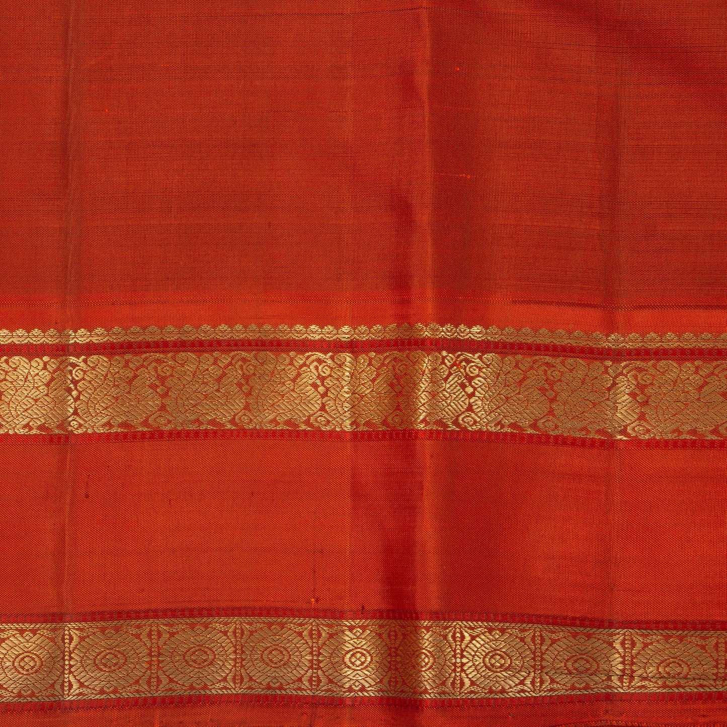 Purple And Orange Kanchipuram Silk Saree Handwoven Pure Silk Pure Zari For Festive Wear PV GTA 99 - Silk Sari - Panjavarnam PV GTA 99