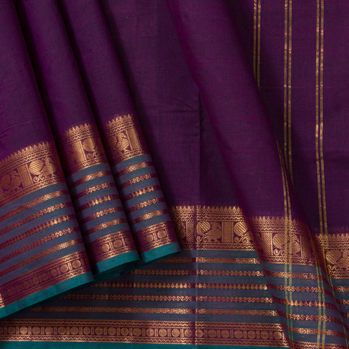Purple Kanchi Cotton Saree PV MM KC 113 - Cotton Saree - Panjavarnam PV MM KC 113
