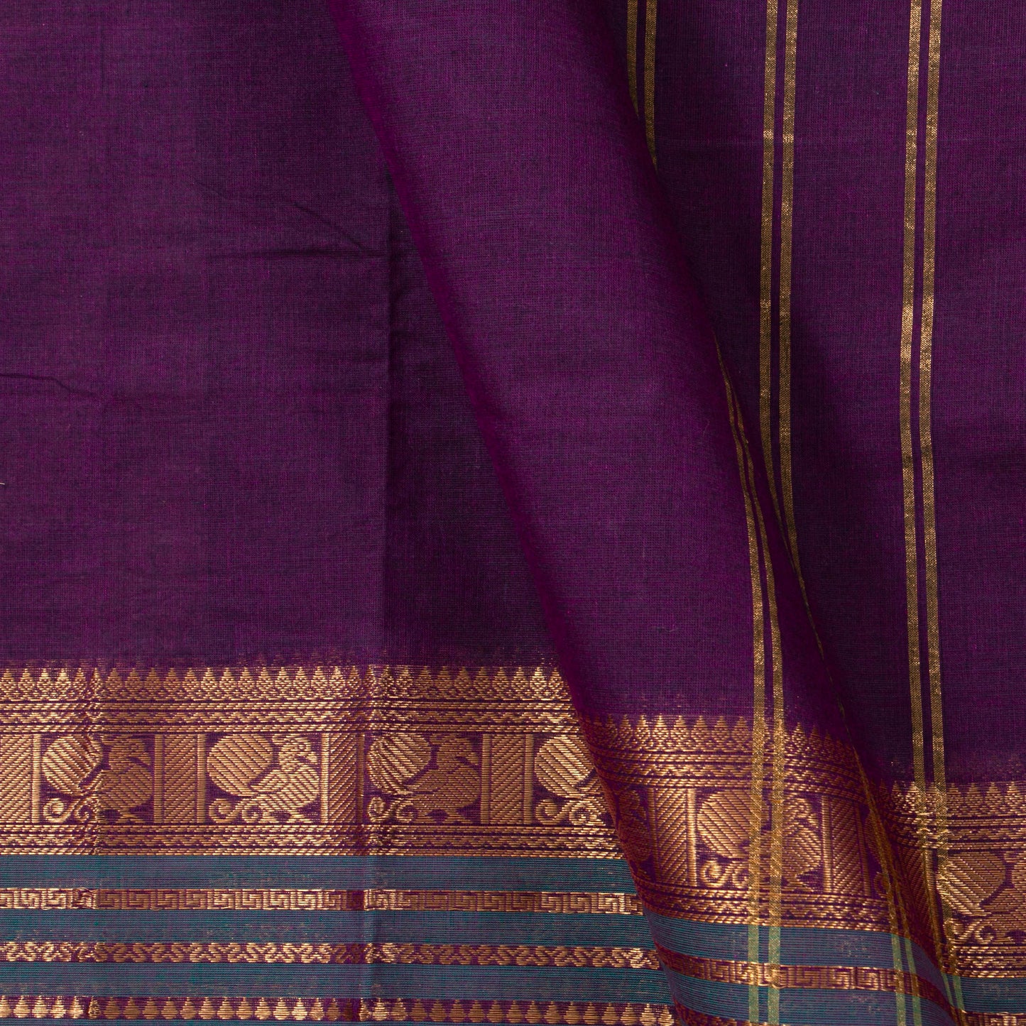 Purple Kanchi Cotton Saree PV MM KC 113 - Cotton Saree - Panjavarnam PV MM KC 113