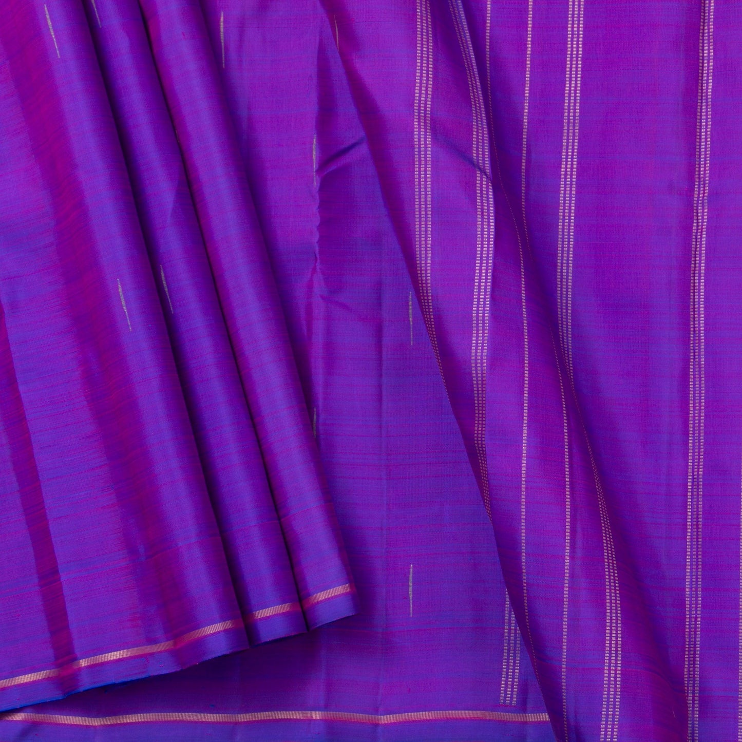 Purple Kanchipuram Borderless Silk Saree Handwoven Pure Silk Pure Zari For Festive Wear PV GTA 103 - Silk Sari - Panjavarnam PV GTA 103