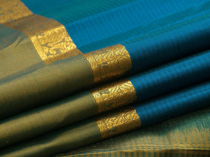 Ramar Blue Kanchipuram Silk Saree Handwoven Pure Silk Pure Zari For Festive Wear PV KNN 102 - Silk Sari - Panjavarnam