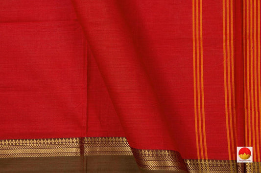 Red And Green Chettinad Cotton Saree For Casual Wear PV SK CC 130 - Cotton Saree - Panjavarnam PV SK CC 130