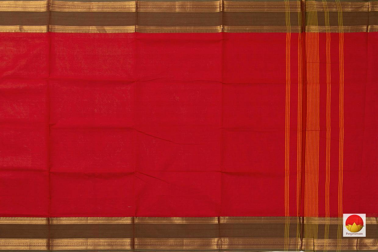 Red And Green Chettinad Cotton Saree For Casual Wear PV SK CC 130 - Cotton Saree - Panjavarnam PV SK CC 130
