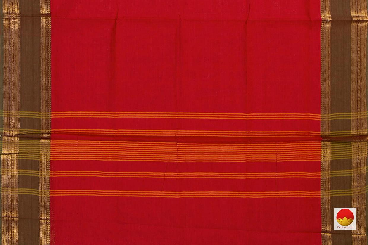 Red And Green Chettinad Cotton Saree For Casual Wear PV SK CC 130 - Cotton Saree - Panjavarnam PV SK CC 130