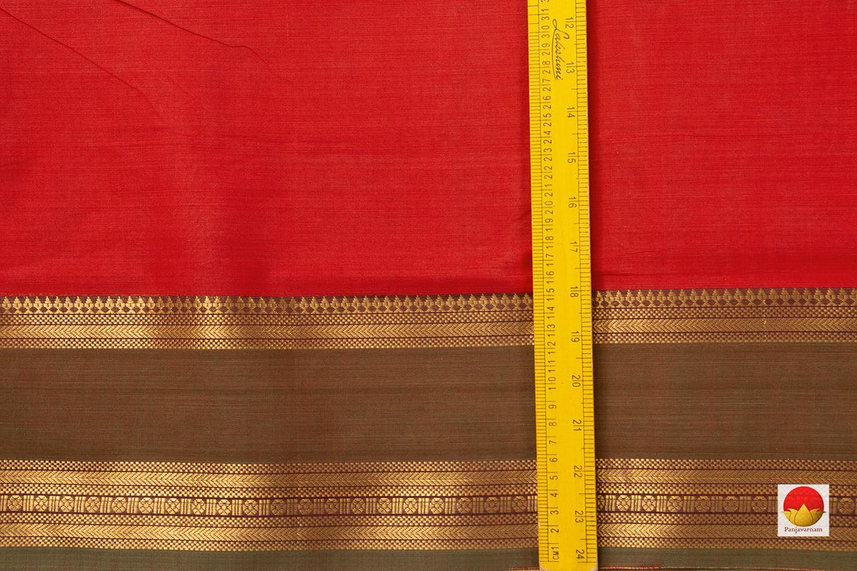 Red And Green Chettinad Cotton Saree For Casual Wear PV SK CC 130 - Cotton Saree - Panjavarnam PV SK CC 130
