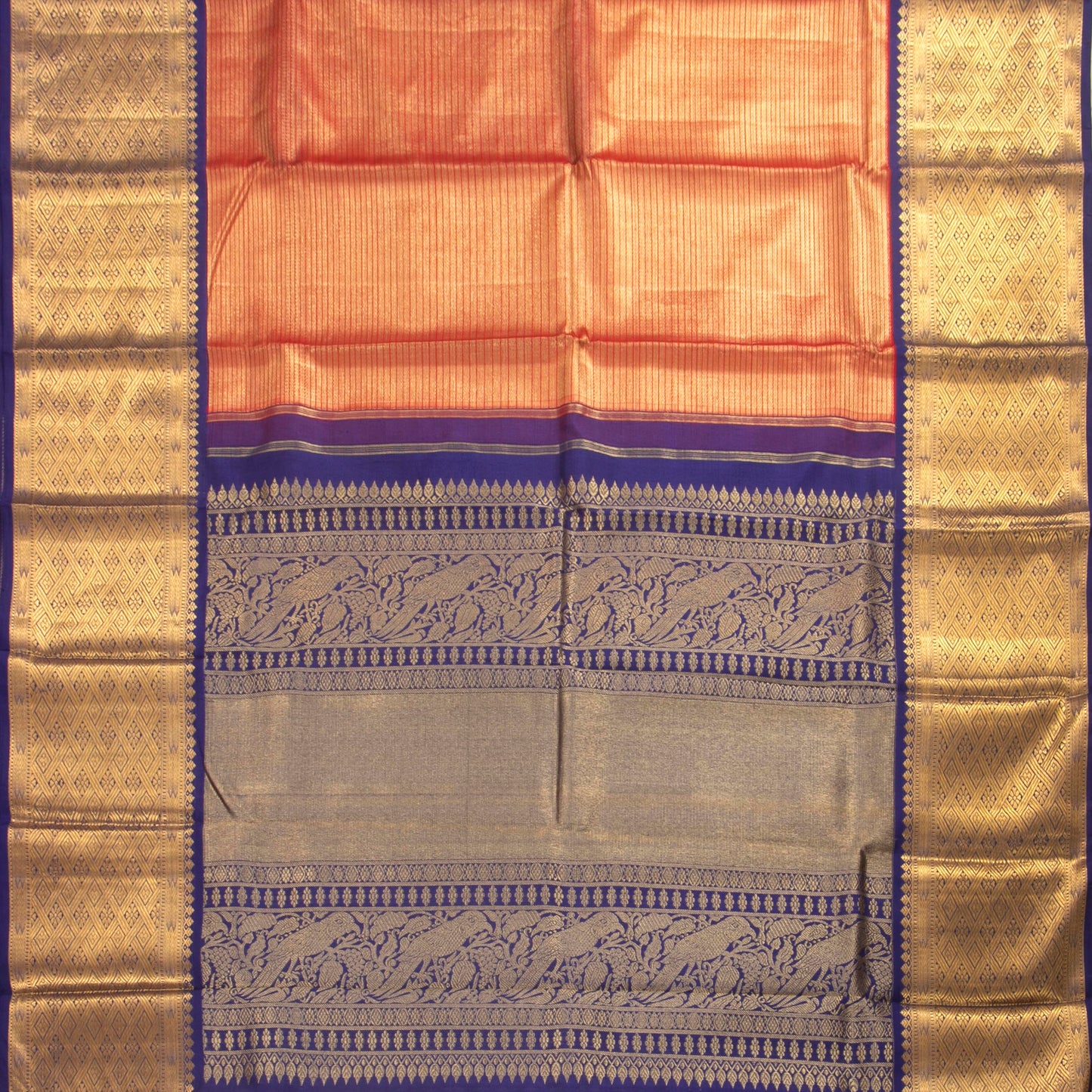 Red And Navy Blue Kanchipuram Silk Saree For Wedding Wear PV NYC 1394 - Silk Sari - Panjavarnam PV NYC 1394