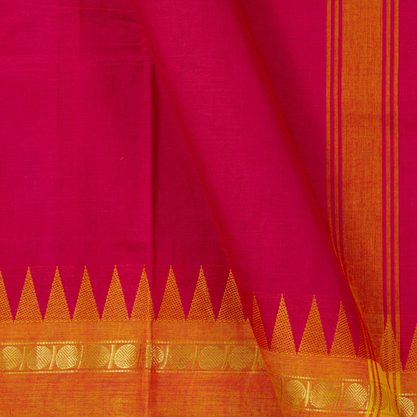 Red Kanchi Cotton Saree Ganga Jamuna Border PV MM KC 114 - Cotton Saree - Panjavarnam PV MM KC 114