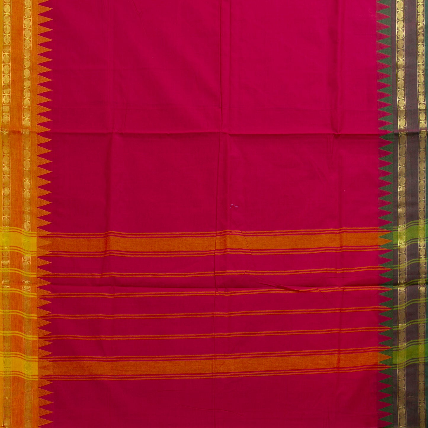 Red Kanchi Cotton Saree Ganga Jamuna Border PV MM KC 114 - Cotton Saree - Panjavarnam PV MM KC 114