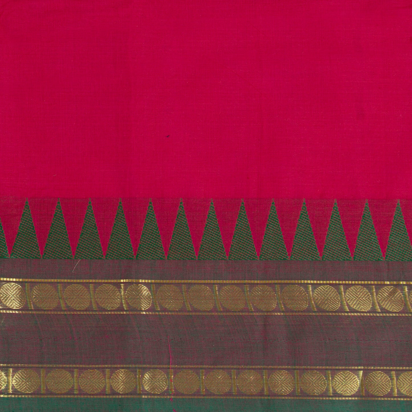 Red Kanchi Cotton Saree Ganga Jamuna Border PV MM KC 114 - Cotton Saree - Panjavarnam PV MM KC 114