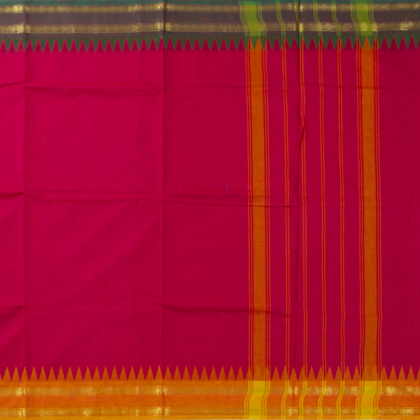 Red Kanchi Cotton Saree Ganga Jamuna Border PV MM KC 114 - Cotton Saree - Panjavarnam PV MM KC 114