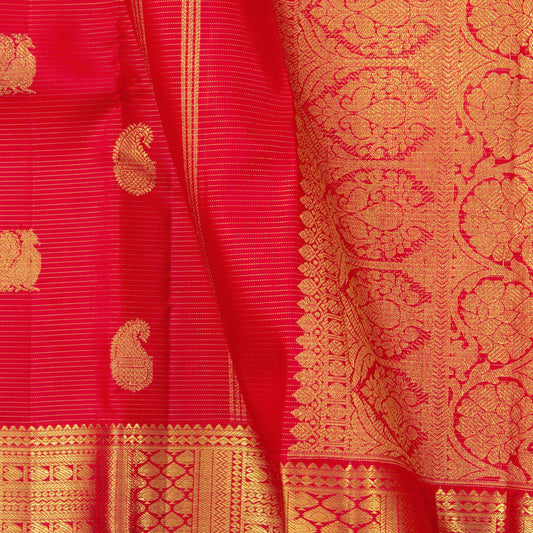 Red Kanchipuram Silk Saree For Wedding Wear PV NYC 1303 - Silk Sari - Panjavarnam PV NYC 1303
