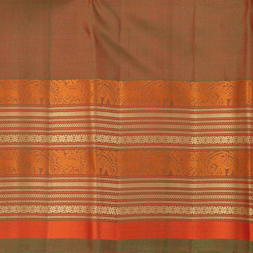 Red Kanchipuram Silk Saree Handwoven Pure Silk No Zari For Office Wear PV RSP 134 - Silk Sari - Panjavarnam PV RSP 134