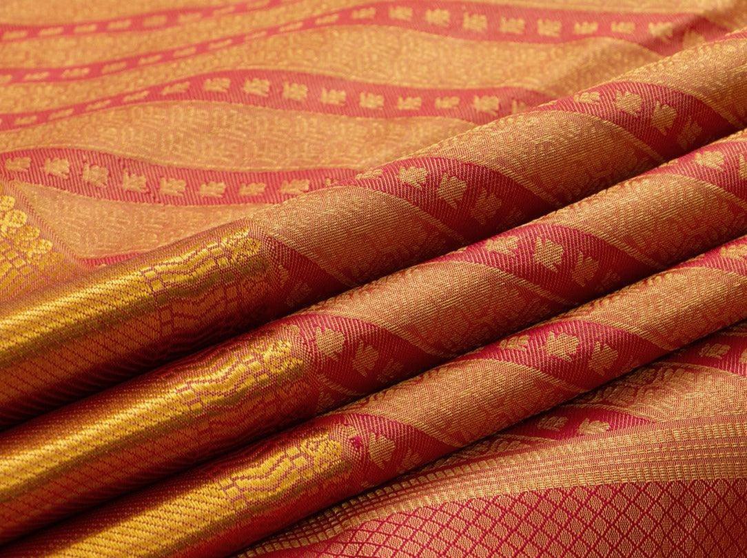 Red Kanchipuram Silk Saree Handwoven Pure Silk Pure Zari For Wedding Wear PV NYC 730 - Silk Sari - Panjavarnam PV NYC 730