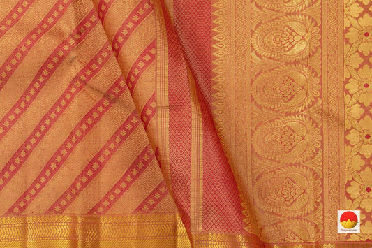 Red Kanchipuram Silk Saree Handwoven Pure Silk Pure Zari For Wedding Wear PV NYC 730 - Silk Sari - Panjavarnam PV NYC 730