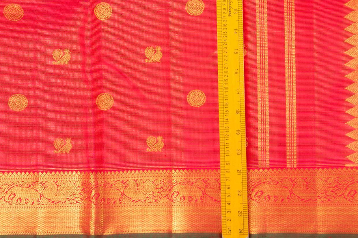 Red Zari Butta Kanchipuram Vairaoosi Silk Saree With Small Border Handwoven Pure Silk For Wedding Wear PV NYC 1013 - - Panjavarnam PV NYC 1013