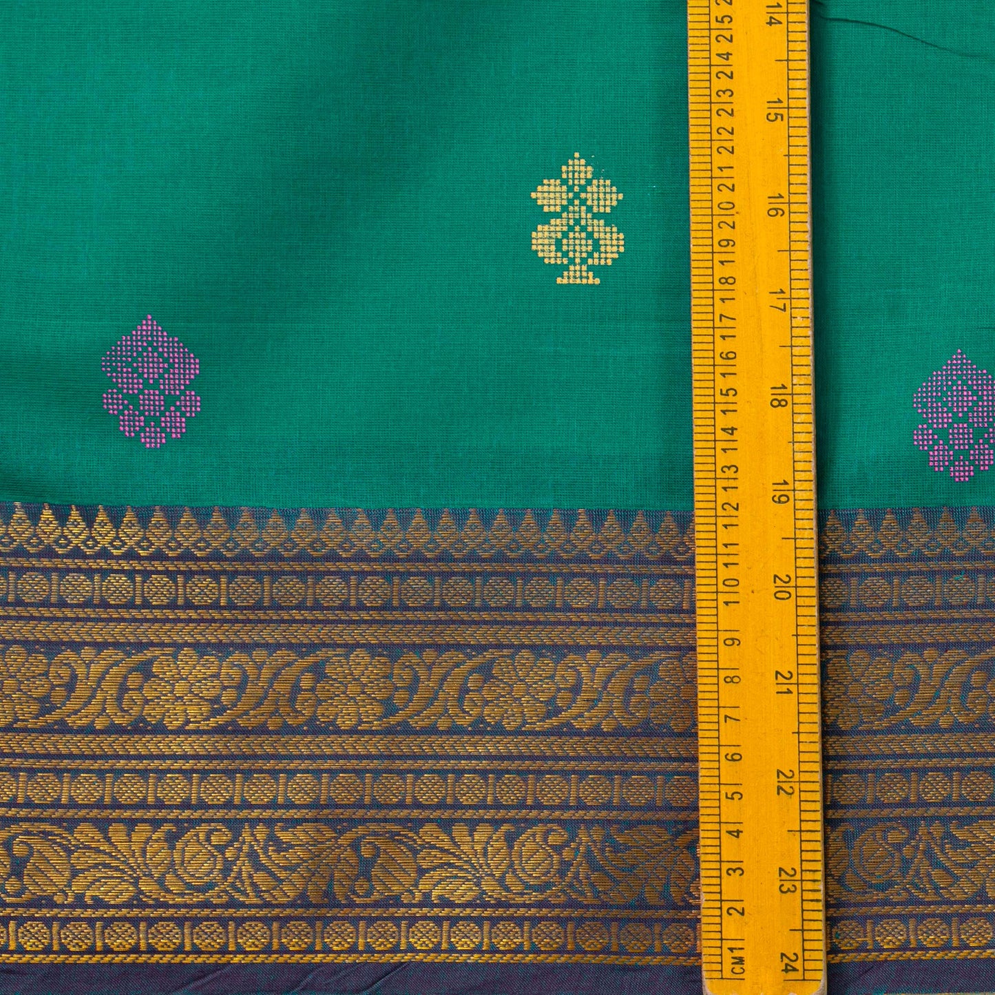 Sea Green And Blue Chettinad Cotton Saree PV SK CC 192 - Cotton Saree - Panjavarnam PV SK CC 192