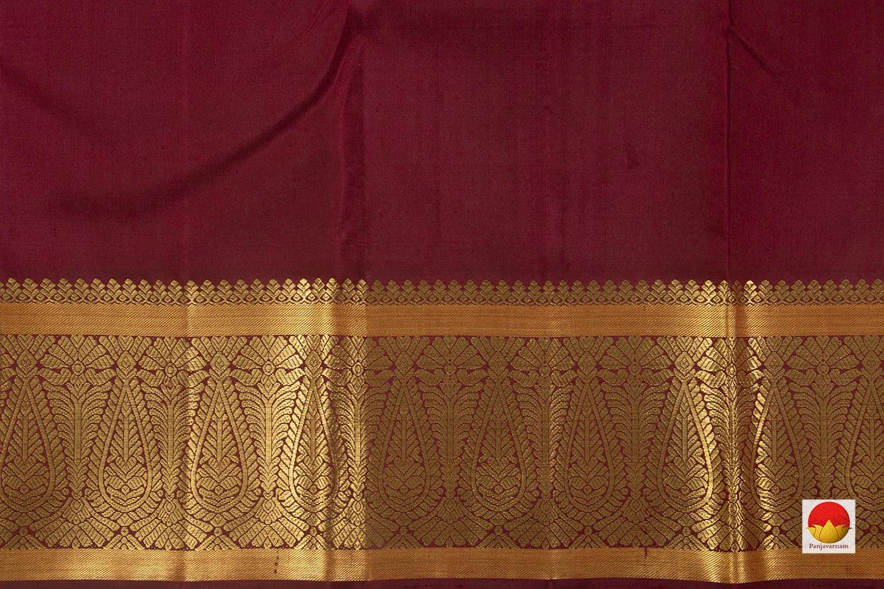 Sea Green And Brown Kanchipuram Silk Saree Handwoven Pure Silk Pure Zari For Wedding Wear PV NYC 740 - Silk Sari - Panjavarnam PV NYC 740