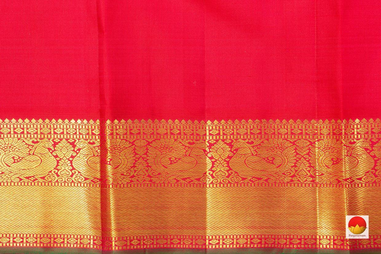 Sea Green And Red Kanchipuram Silk Saree With Medium Border Handwoven Pure Silk For Wedding Wear PV NYC 1001 - Silk Sari - Panjavarnam PV NYC 1001