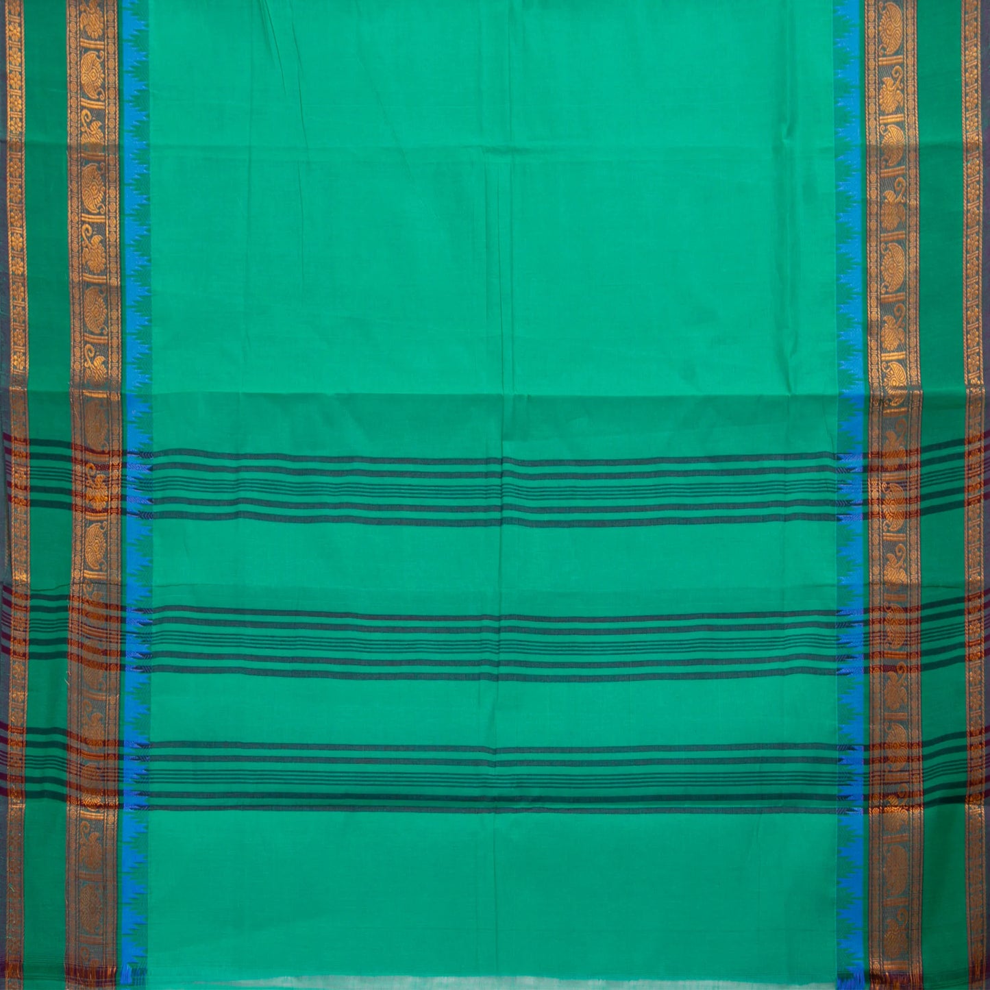 Sea Green Chettinad Cotton Saree PV SK CC 172 - Cotton Saree - Panjavarnam PV SK CC 172
