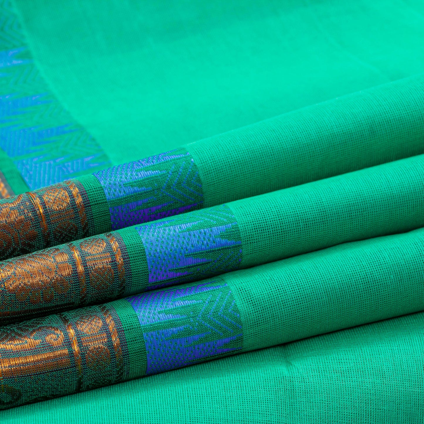 Sea Green Chettinad Cotton Saree PV SK CC 172 - Cotton Saree - Panjavarnam PV SK CC 172