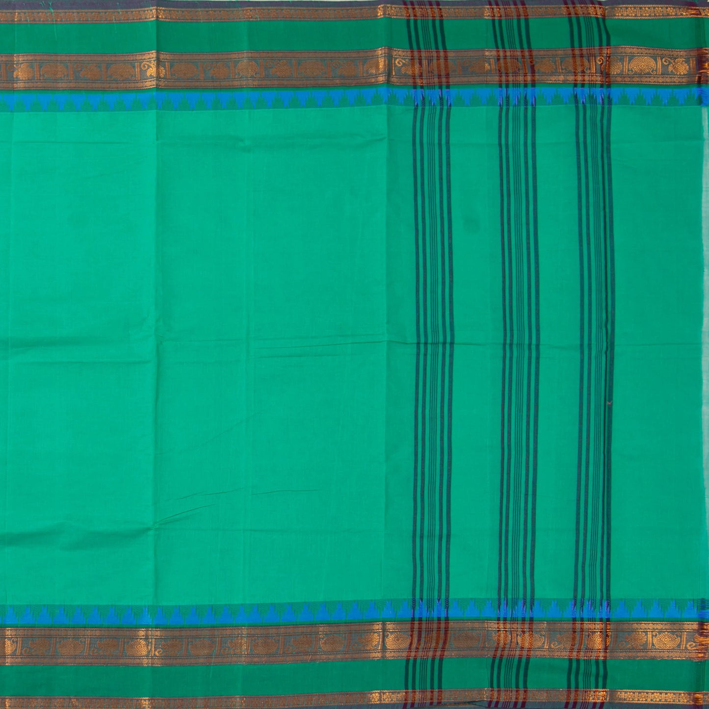 Sea Green Chettinad Cotton Saree PV SK CC 172 - Cotton Saree - Panjavarnam PV SK CC 172