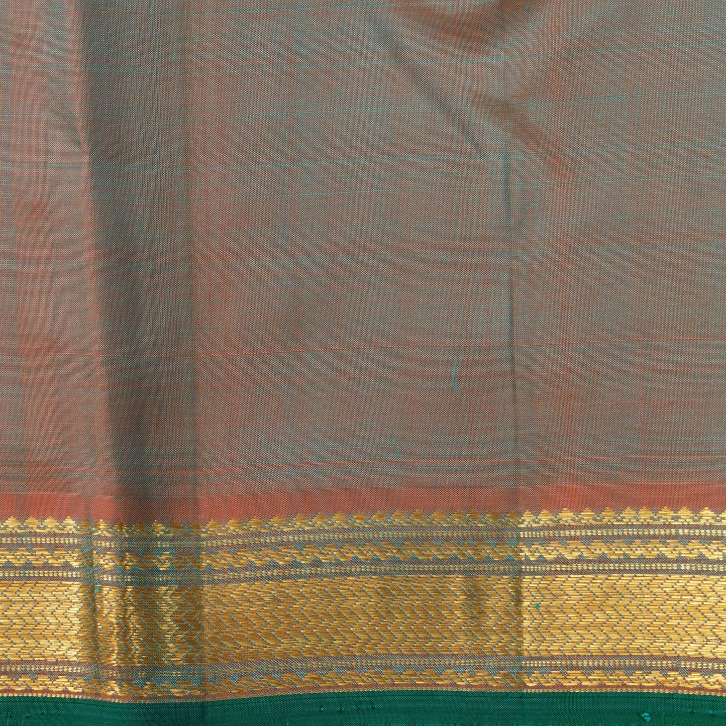 Sea Green Kanchipuram Silk Saree With Small Border Handwoven Pure Silk For Festive Wear PV J 2465 - Silk Sari - Panjavarnam PV J 2465