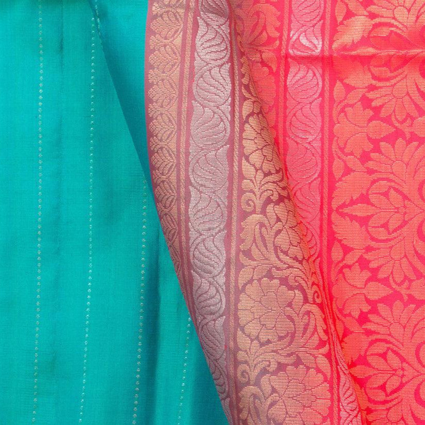 Turquoise Blue Handwoven Soft Silk Saree Pure Silk For Festive Wear PV RSP 120 - Silk Sari - Panjavarnam PV RSP 120