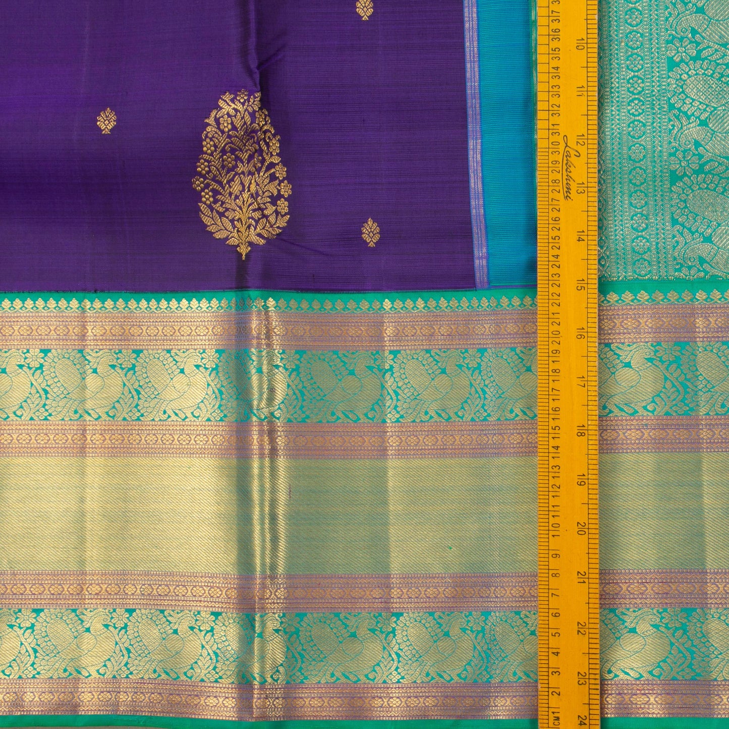 Violet And Sea Green Kanchipuram Silk Saree For Wedding Wear PV NYC 1266 - Silk Sari - Panjavarnam PV NYC 1266