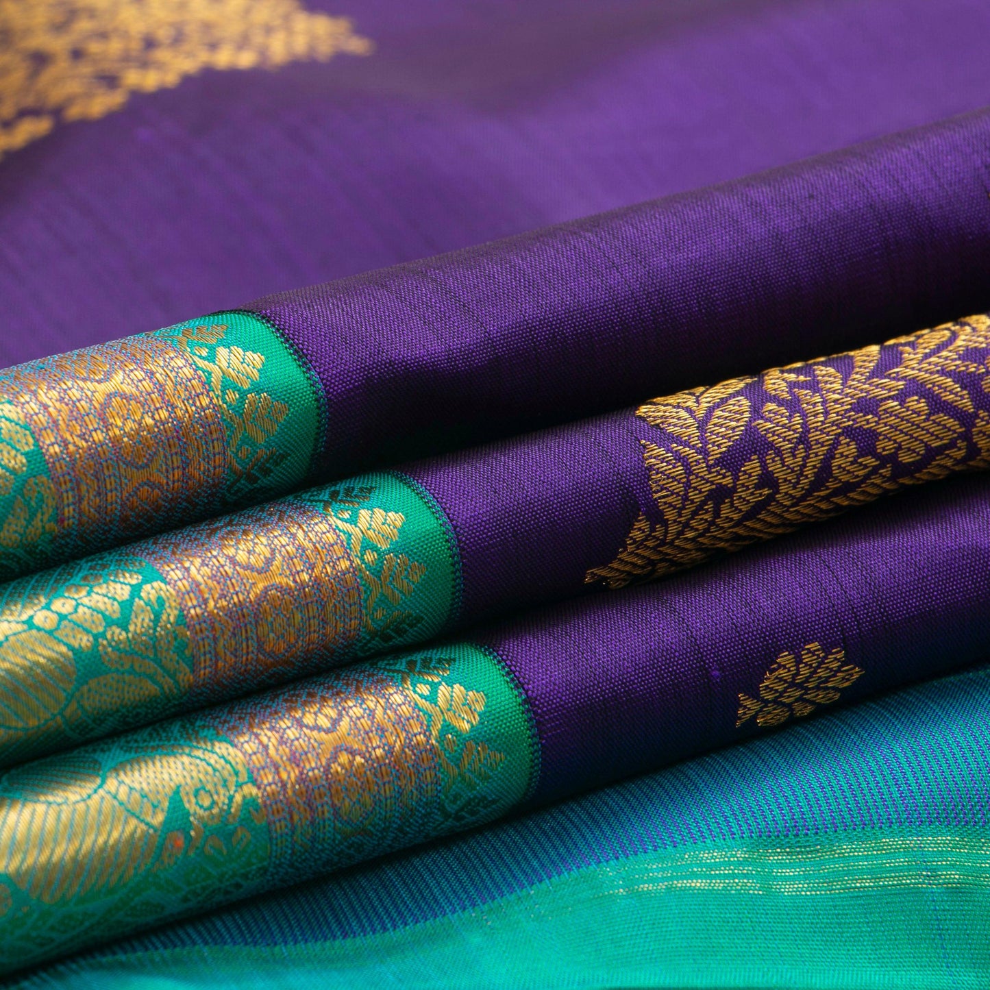 Violet And Sea Green Kanchipuram Silk Saree For Wedding Wear PV NYC 1266 - Silk Sari - Panjavarnam PV NYC 1266