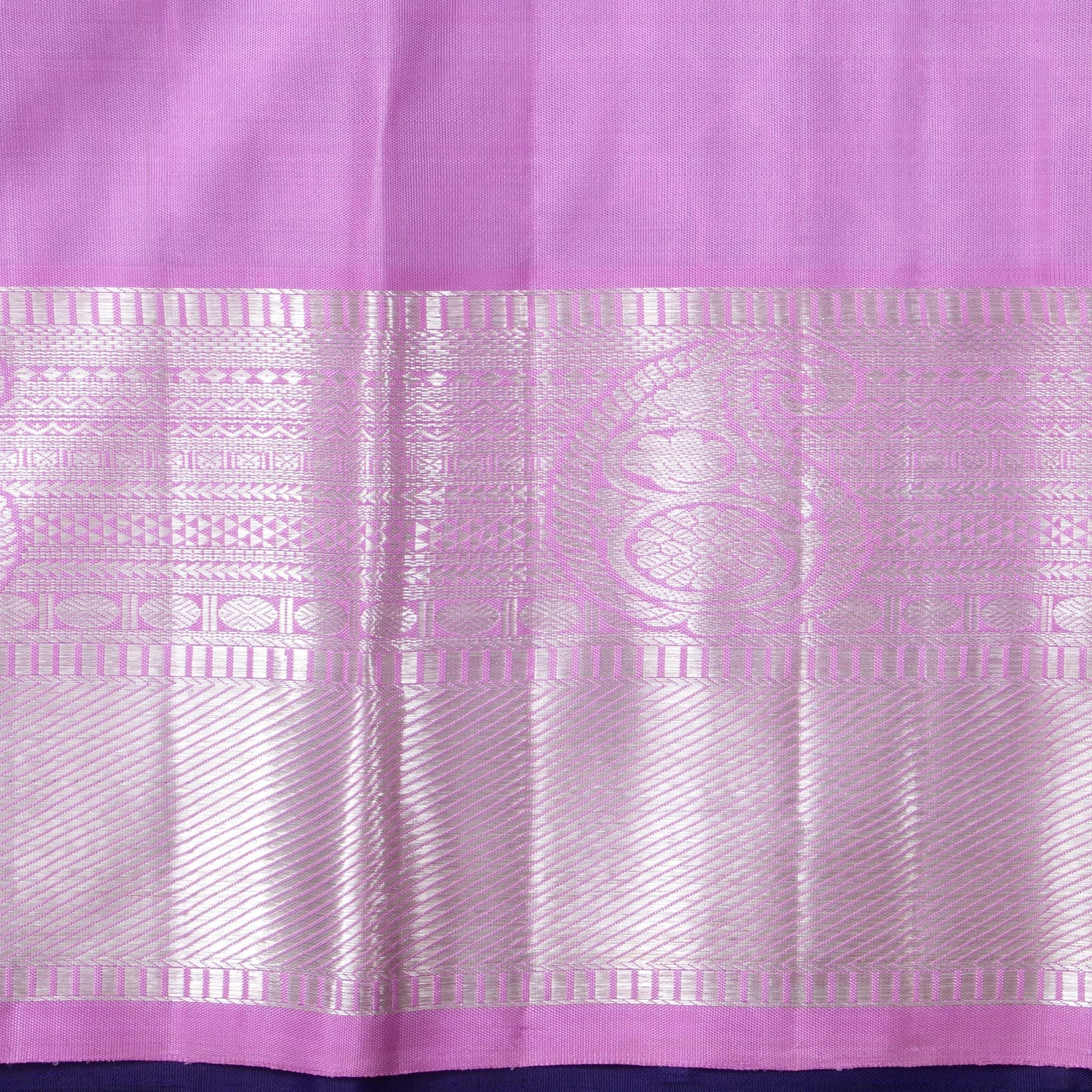 Violet Kanchipuram Silk Saree With Medium Border Handwoven Pure Silk For Wedding Wear PV NYC 1122 - Silk Sari - Panjavarnam PV NYC 1122