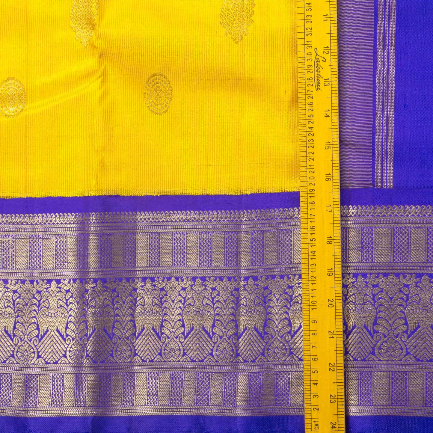 Yellow And Blue Kanchipuram Silk Saree Vairaoosi For Wedding Wear PV NYC 1361 - Silk Sari - Panjavarnam PV NYC 1361