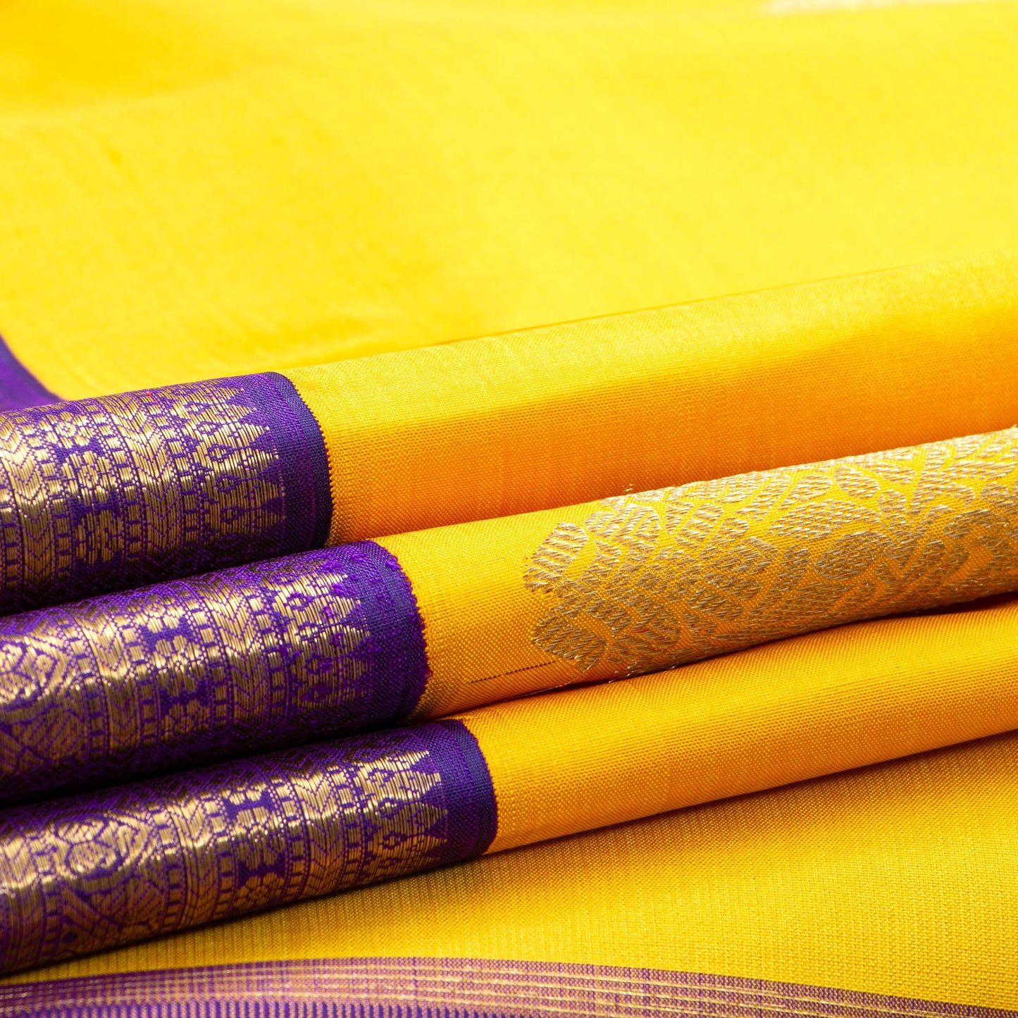 Yellow And Violet Kanchipuram Silk Saree For Wedding Wear PV NYC 1481 - Silk Sari - Panjavarnam PV NYC 1481