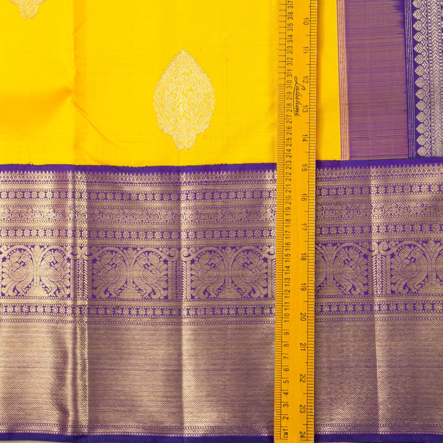 Yellow And Violet Kanchipuram Silk Saree For Wedding Wear PV NYC 1481 - Silk Sari - Panjavarnam PV NYC 1481